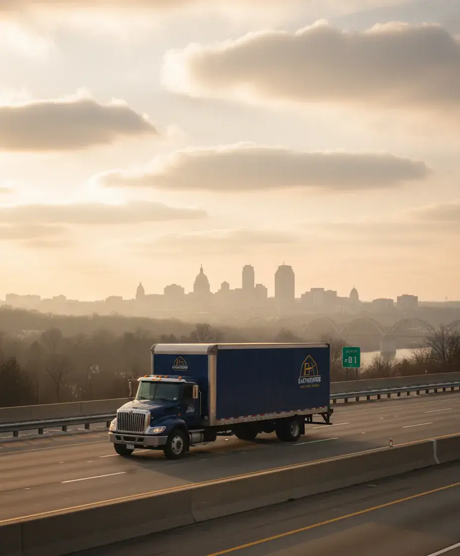 Eastside Movers truck on the Boston to Harrisburg route