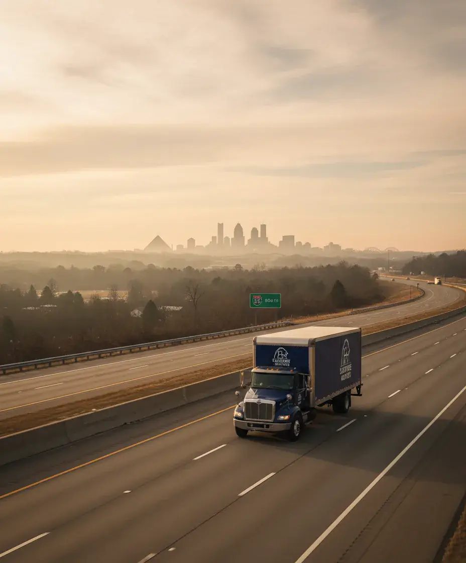 Eastside Movers truck on the Boston to Memphis route
