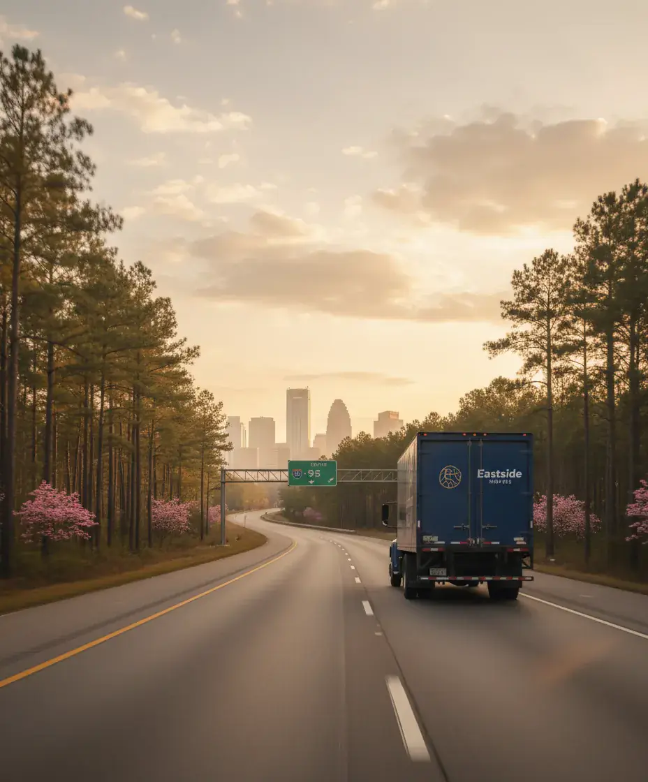 Eastside Movers truck on the Boston to Raleigh route