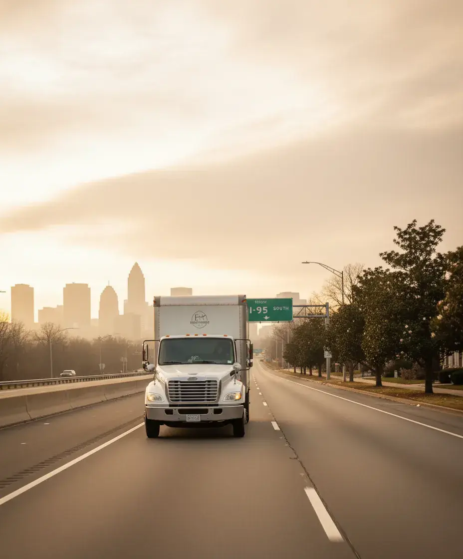 Eastside Movers truck on the Boston to Richmond route